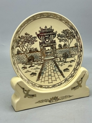 Đĩa cảnh Khuê Văn Các Fi23 Chu Đậu Vẽ Vàng 24k