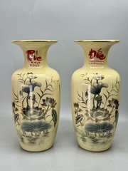 Set Vip bộ đồ thở đỉnh hạc vẽ vàng 24k gốm Chu Đậu