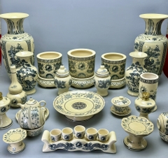 Set Vip đồ thờ họa tiết rồng gốm Chu đậu truyền thống