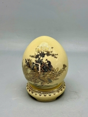 Trứng tài lộc mini thuận buồm xuôi gió gốm Chu Đậu vẽ vàng 24k
