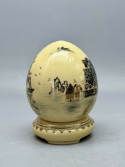 Trứng tài lộc mini thuận buồm xuôi gió gốm Chu Đậu vẽ vàng 24k