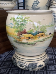 Thống cảnh làng quê cao 45cm gốm Chu Đậu truyền thống