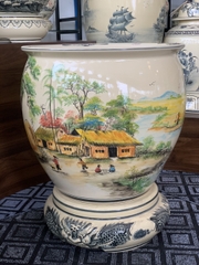 Thống cảnh làng quê cao 45cm gốm Chu Đậu truyền thống