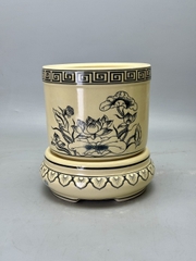 BÁT HƯƠNG HỌA TIẾT SEN GỐM CHU ĐẬU TRUYỀN THỐNG