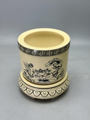 BÁT HƯƠNG HỌA TIẾT SEN GỐM CHU ĐẬU TRUYỀN THỐNG