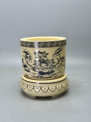 BÁT HƯƠNG HỌA TIẾT SEN GỐM CHU ĐẬU TRUYỀN THỐNG