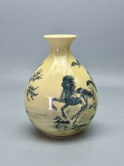 Cặp Bình Bảo Ngọc Họa Tiết Thuận Buồm, Mã Đáo Cao 25cm Gốm Chu Đậu Truyền Thống