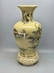 Bình đại phúc cảnh sơn thủy hữu tình 68cm gốm Chu Đậu vẽ vàng 24k