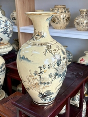 Bảo bình chim đào vẽ vàng 24k gốm Chu Đậu