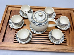 Bộ ấm chén trà chim lạc to vẽ vàng 24k Chu Đậu