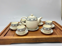 Bộ ấm chén trà chim lạc to vẽ vàng 24k Chu Đậu