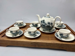 Bộ ấm chén và hũ đựng trà đồng quê truyền thống Chu Đậu