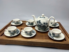 Bộ ấm chén và hũ đựng trà đồng quê truyền thống Chu Đậu