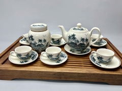 Bộ ấm chén và hũ đựng trà đồng quê truyền thống Chu Đậu