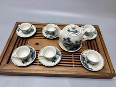 Bộ ấm chén và hũ đựng trà đồng quê truyền thống Chu Đậu