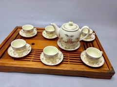 Bộ ấm chén phù dung vẽ vàng 24k Chu Đậu