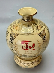 Bình hút lộc chữ Thọ cao 36cm gốm Chu Đậu vẽ vàng 24k