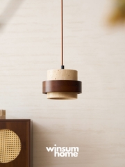 Đèn thả Cole chất liệu đá travertine kết hợp vòng gỗ