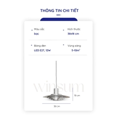Đèn thả quầy bar, đảo bếp màu bạc hình UFO chao đèn hợp kim nhôm trang trí nhà cửa - DPB01