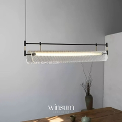 Đèn thả quầy pha chế quán cafe, đèn thanh dài thả bàn ăn led linear khung sắt chụp đèn acrylic - DPB