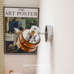 Đèn tường, đèn spot light viền gỗ óc chó có thể xoay 2 bên, đèn gắn đầu giường, lối ra vào - DTB03