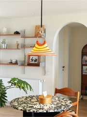 Đèn thả trần sọc cam cổ điển Morning Glory, dây lò xo có thể chỉnh độ cao