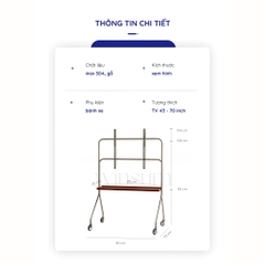 Kệ treo tivi có bánh xe di chuyển, khung thép chắc chắn, thiết kế đơn giản hiện đại - K01