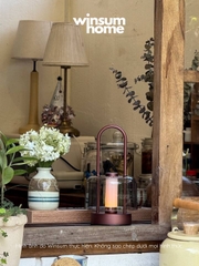 Đèn bàn thủy tinh không dây, đèn ngoài trời trang trí bàn ăn có tay xách, sạc điện USB - DBA02