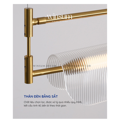 Đèn thả quầy pha chế quán cafe, đèn thanh dài thả bàn ăn led linear khung sắt chụp đèn acrylic - DPB
