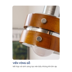 Đèn tường, đèn spot light viền gỗ óc chó có thể xoay 2 bên, đèn gắn đầu giường, lối ra vào - DTB03