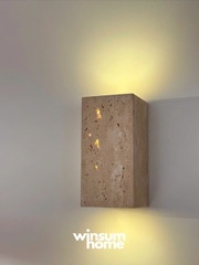Đèn ốp tường đá travertine 2 đầu hình hộp