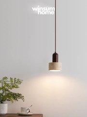 Đèn thả đá travertine hình trụ, đèn thả đầu giường