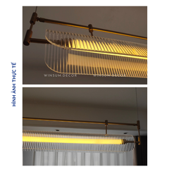 Đèn thả quầy pha chế quán cafe, đèn thanh dài thả bàn ăn led linear khung sắt chụp đèn acrylic - DPB