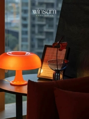 Đèn để bàn hình nấm màu cam, đèn ngủ trang trí phòng phong cách retro - DBB06