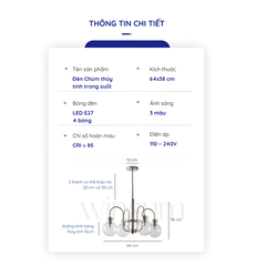 Đèn chùm bóng thủy tinh trong suốt