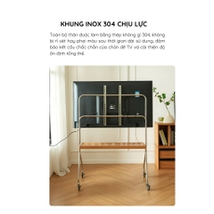 Kệ treo tivi có bánh xe di chuyển, khung thép chắc chắn, thiết kế đơn giản hiện đại - K01