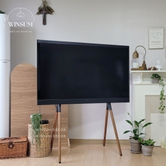 Giá đỡ tivi chân gỗ cao cấp phong cách Hàn Quốc, thiết kế kiểu khung vẽ nghệ thuật - K02