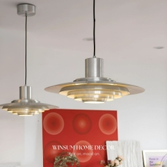 Đèn thả quầy bar, đảo bếp màu bạc hình UFO chao đèn hợp kim nhôm trang trí nhà cửa - DPB01