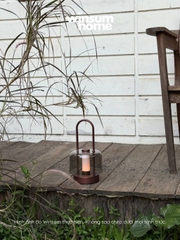 Đèn bàn thủy tinh không dây, đèn ngoài trời trang trí bàn ăn có tay xách, sạc điện USB - DBA02