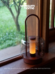 Đèn bàn thủy tinh không dây, đèn ngoài trời trang trí bàn ăn có tay xách, sạc điện USB - DBA02