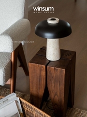 Đèn bàn thân đá Travertine, đèn ngủ để đầu giường, đèn đọc sách thiết kế Đan Mạch - DBB011