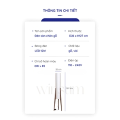 Đèn sàn chân gỗ phong cách Zen
