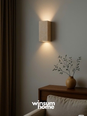 Đèn ốp tường đá travertine 2 đầu hình hộp