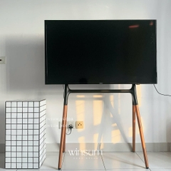 Giá đỡ tivi chân gỗ cao cấp phong cách Hàn Quốc, thiết kế kiểu khung vẽ nghệ thuật - K02