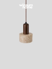 Đèn thả đá travertine hình trụ, đèn thả đầu giường