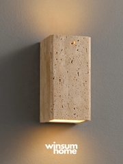 Đèn ốp tường đá travertine 2 đầu hình hộp