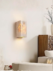 Đèn ốp tường đá travertine 2 đầu hình hộp