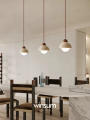 Đèn thả trần đá travertine, đèn thả đầu giường, đèn trang trí quầy bar, đảo bếp - winsum.decor DPA05