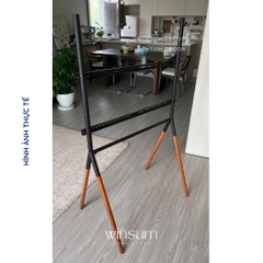 Giá đỡ tivi chân gỗ cao cấp phong cách Hàn Quốc, thiết kế kiểu khung vẽ nghệ thuật - K02
