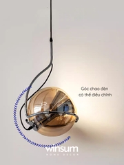 Đèn thả thủy tinh màu trà trang trí nhà hàng, đèn cạnh giường ngủ điều chỉnh được vị trí - DPB06